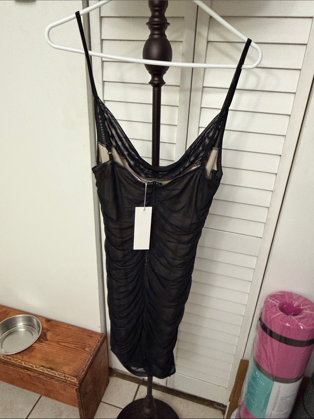 Black Ruched Maxi Dress with Spaghetti Straps